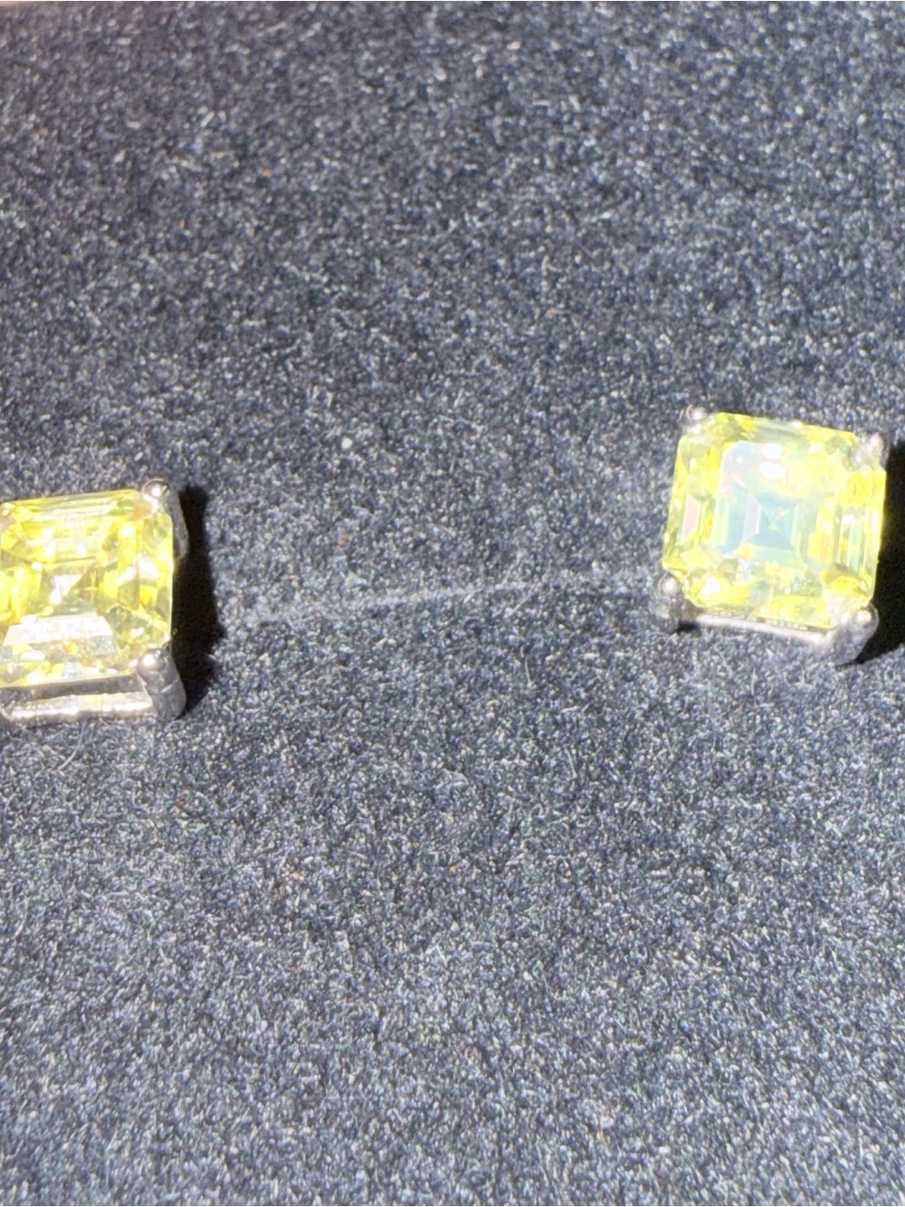 Yellow Square 1krt Moissanite Stud Earrings with Sterling Silver 925 pushbacks